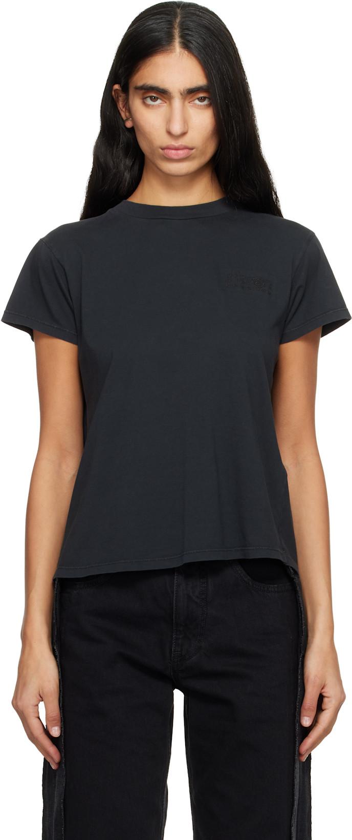 Black Cotton Jersey T-shirt by MM6 MAISON MARGIELA