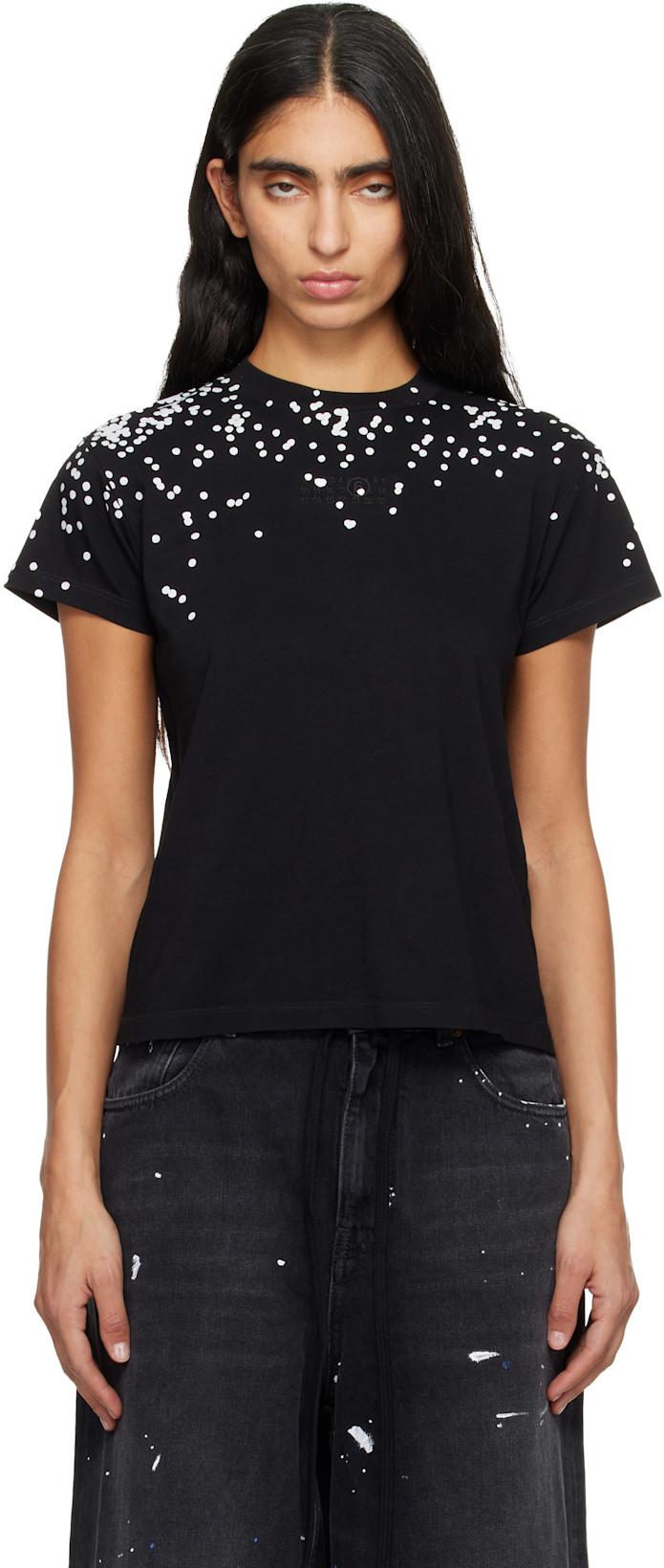 Black Cotton Jersey T-shirt by MM6 MAISON MARGIELA