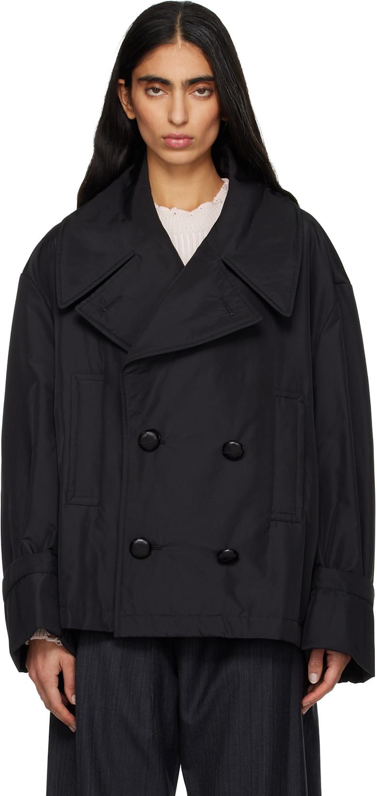 Black Double Breasted Sports Jacket by MM6 MAISON MARGIELA