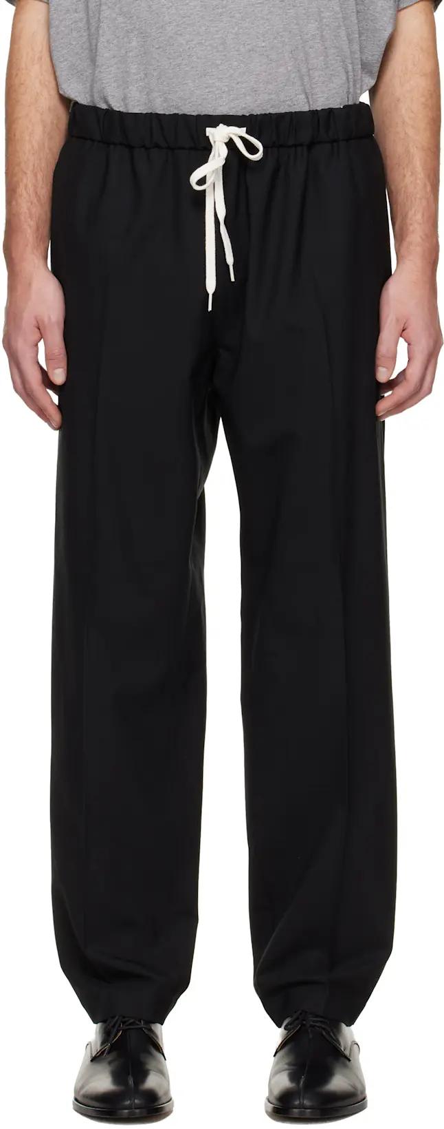 Black Drawstring Trousers by MM6 MAISON MARGIELA