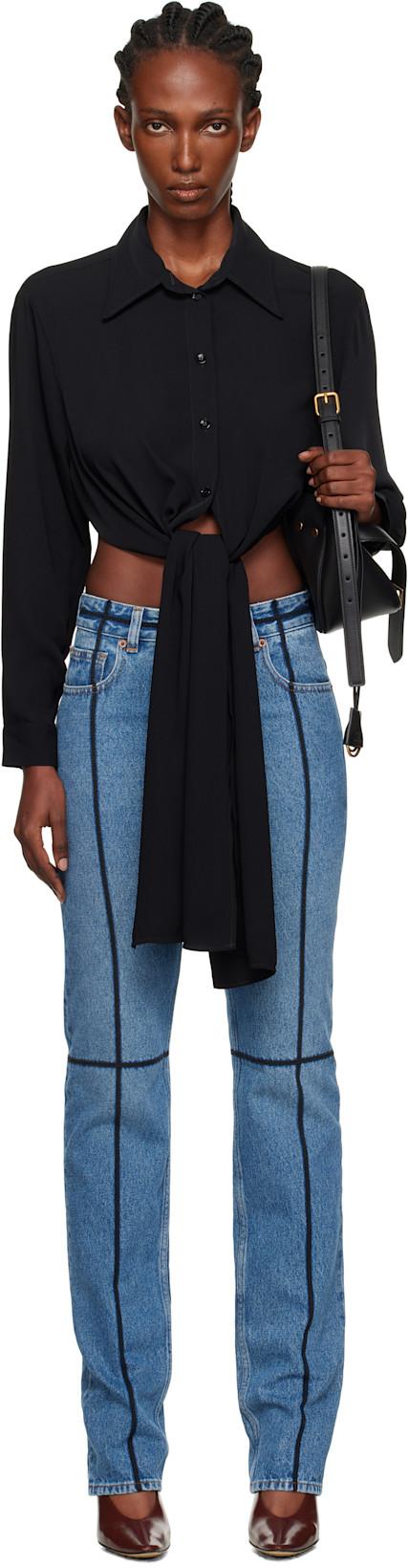 Black Dual-Wear Shirt by MM6 MAISON MARGIELA