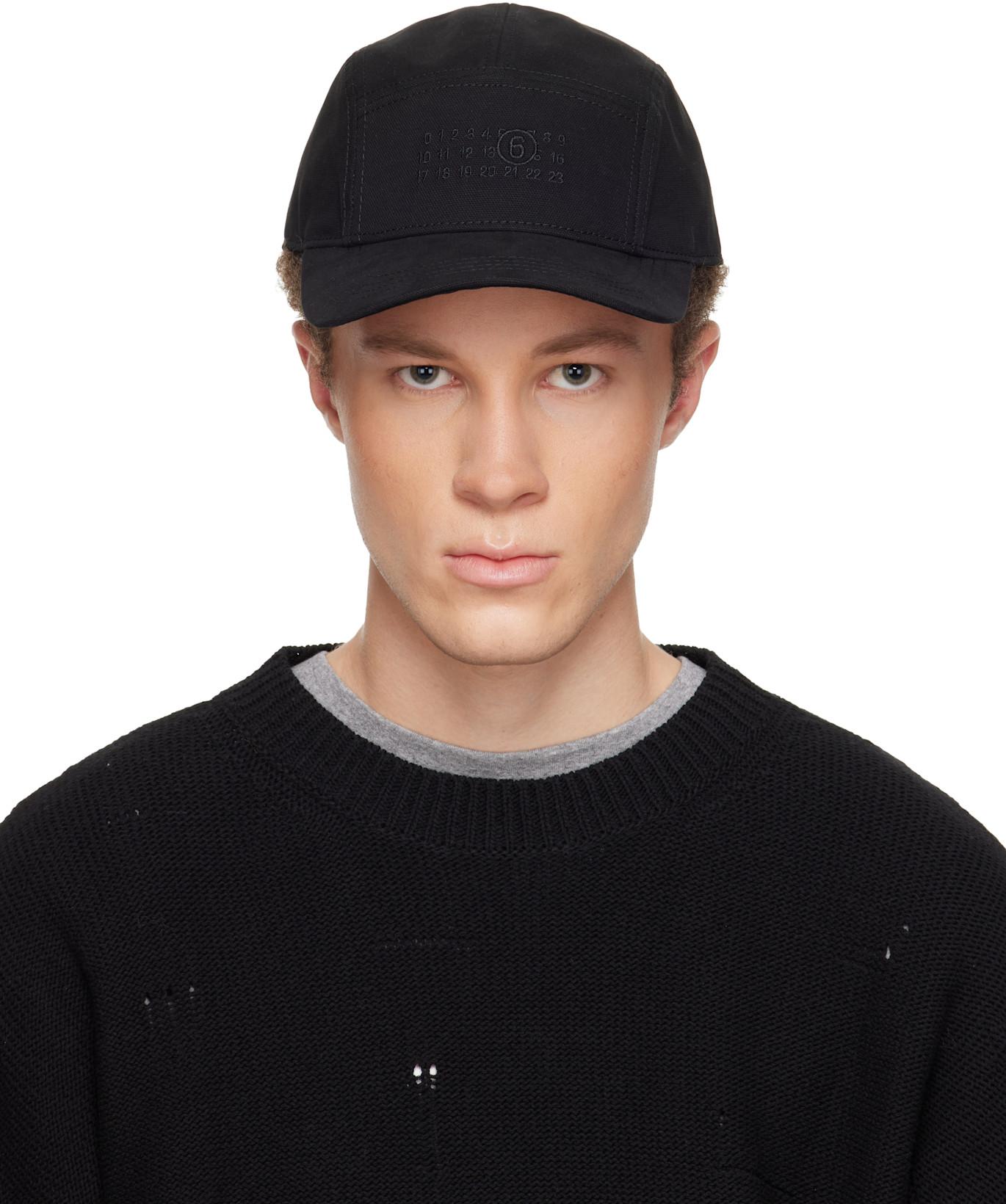 Black Embroidered Logo Cap by MM6 MAISON MARGIELA