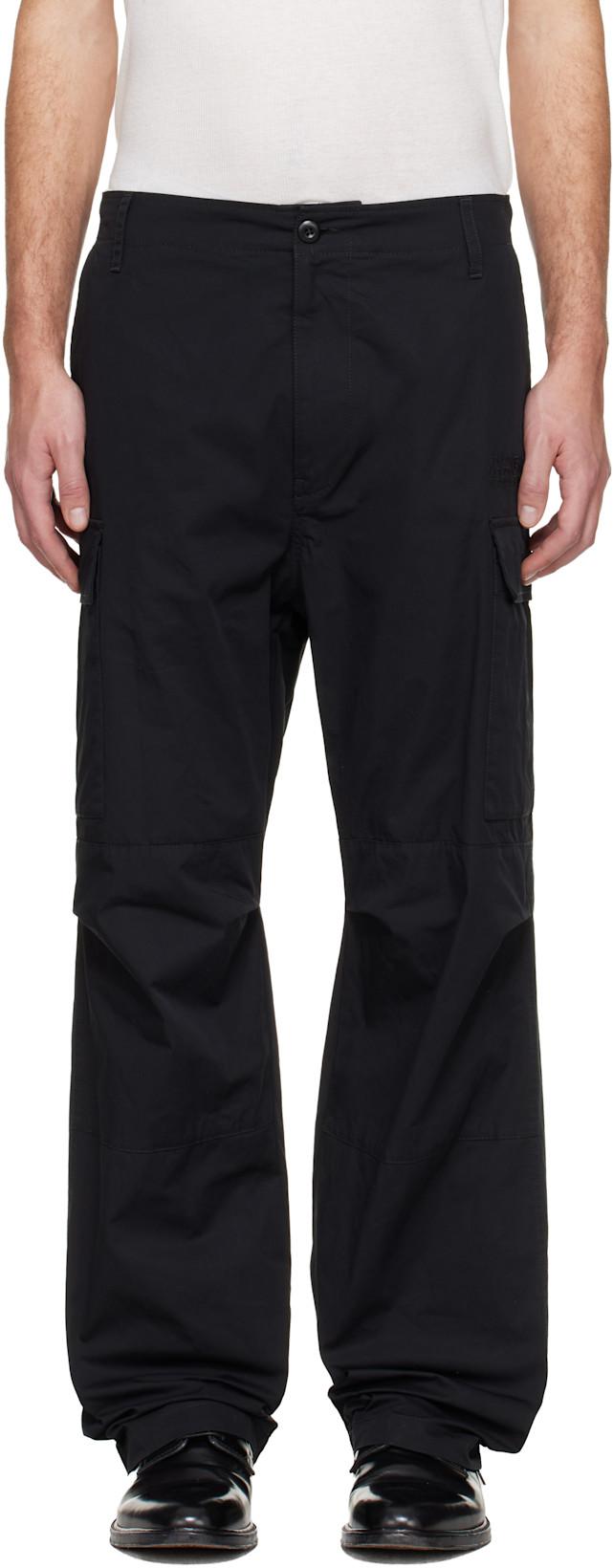 Black Embroidered Logo Cargo Pants by MM6 MAISON MARGIELA