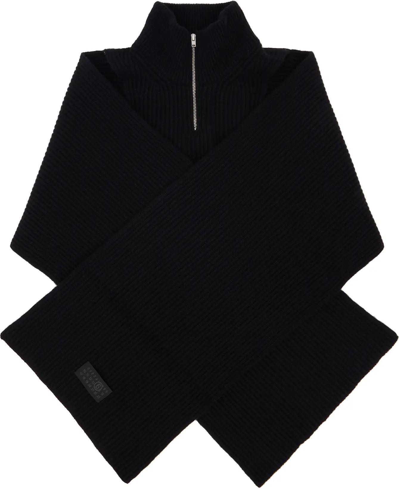 Black Fisherman Knit Camionneur Scarf by MM6 MAISON MARGIELA