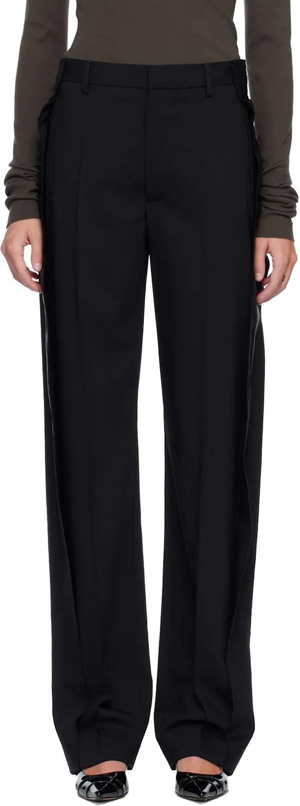 Black Fluid Wool Tailoring Trousers by MM6 MAISON MARGIELA