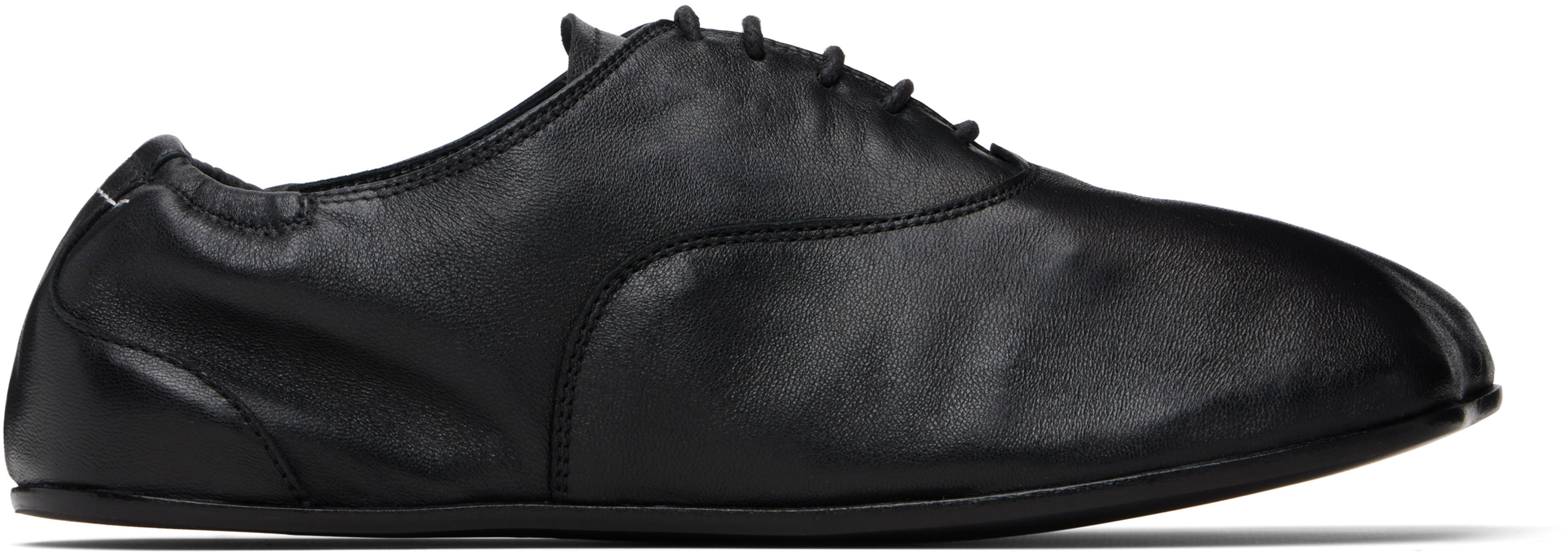 Black Leather Oxfords by MM6 MAISON MARGIELA