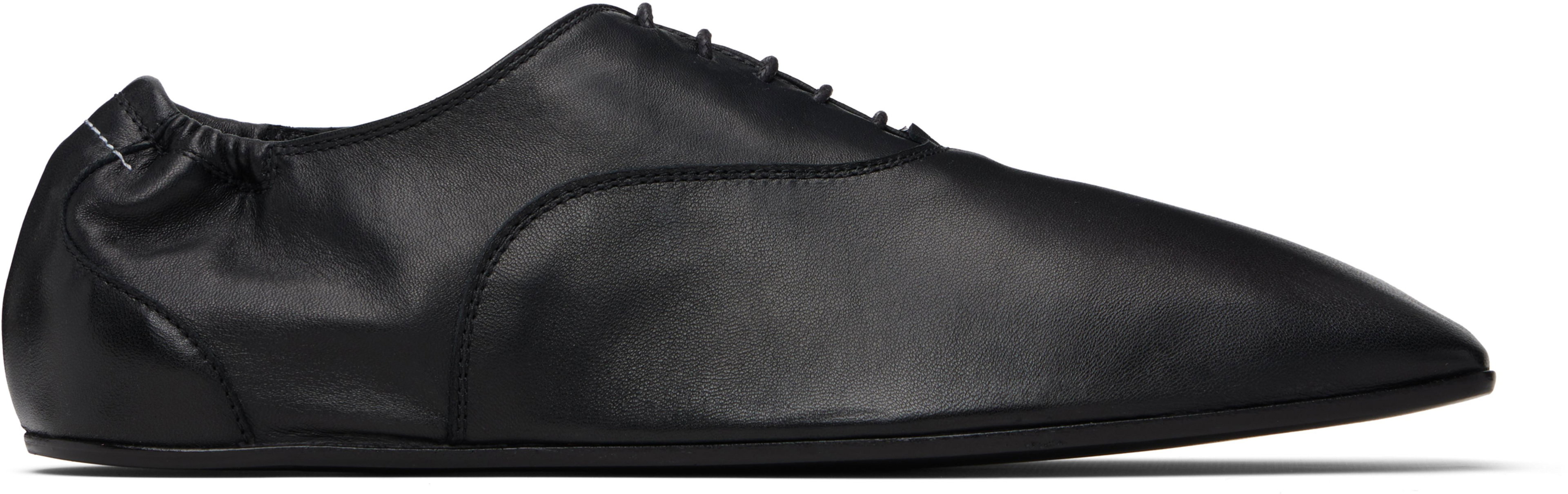 Black Leather Oxfords by MM6 MAISON MARGIELA