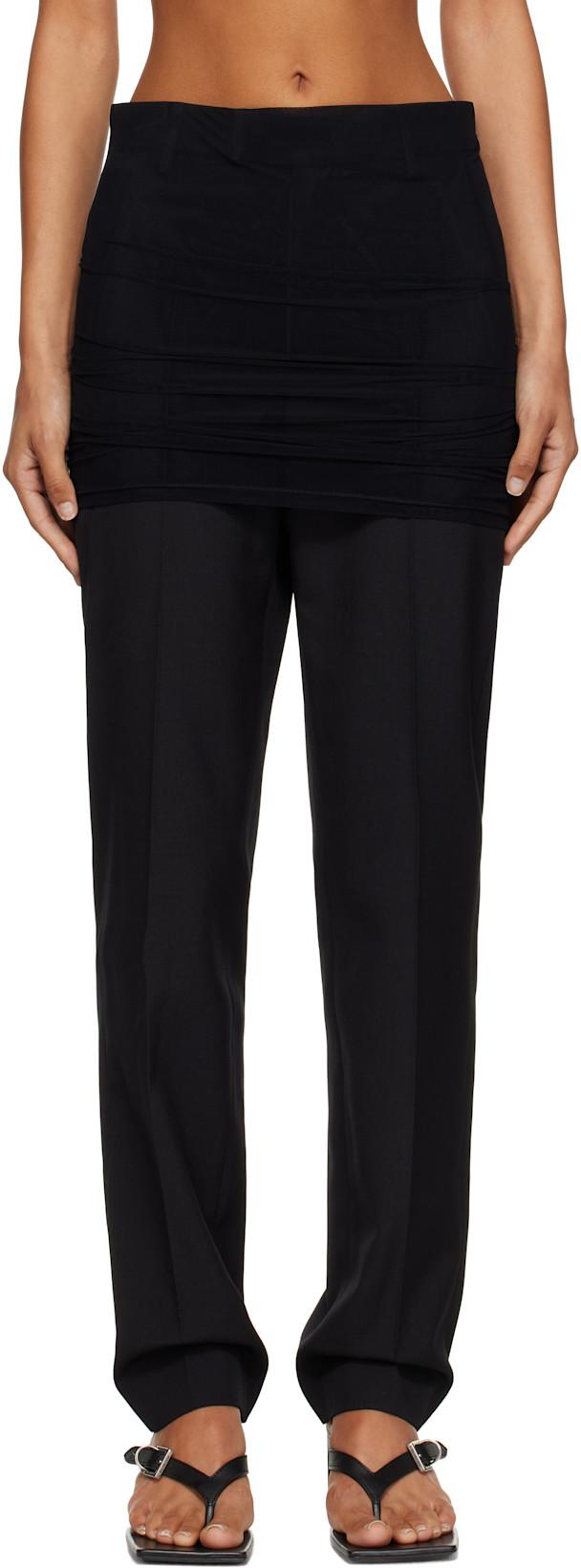 Black Light Wool Blend Trousers by MM6 MAISON MARGIELA