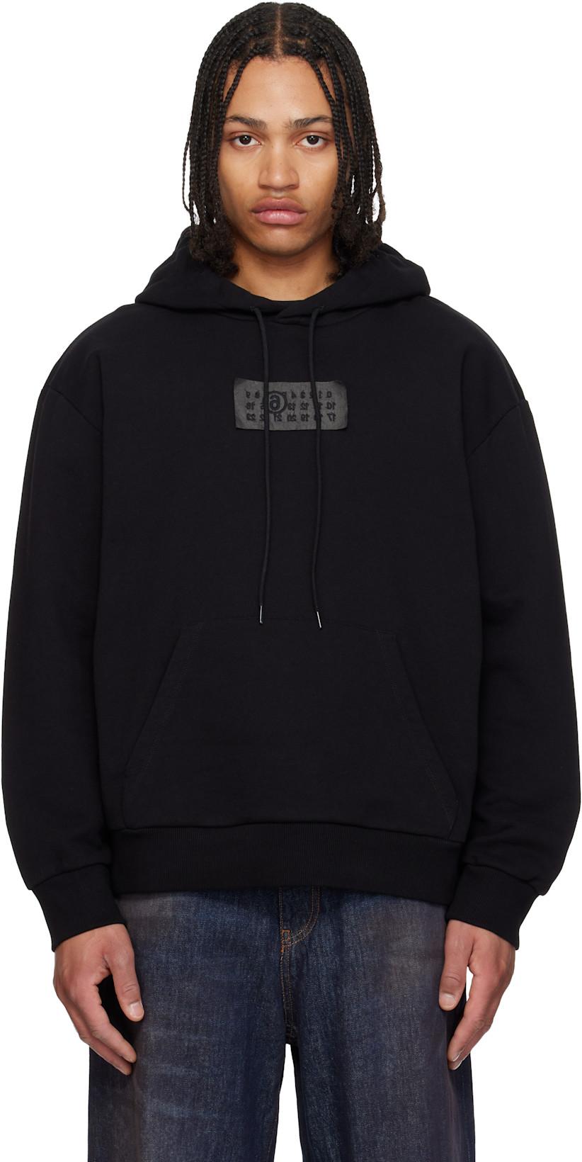 Black Logo Patch Hoodie by MM6 MAISON MARGIELA