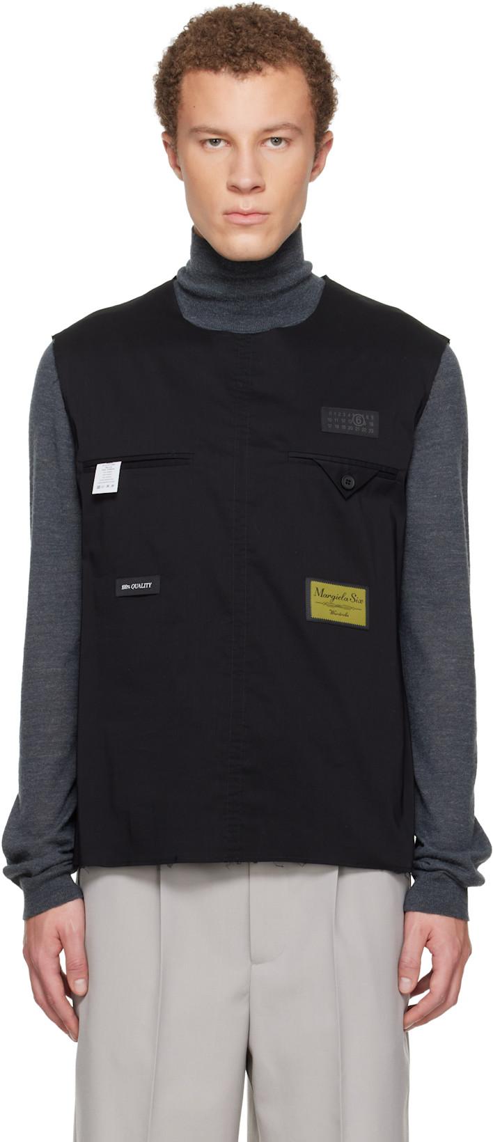 Black Logo Patch Tank Top by MM6 MAISON MARGIELA