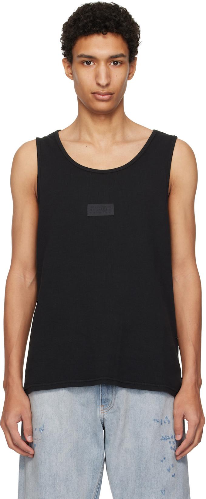 Black Logo Patch Tank Top by MM6 MAISON MARGIELA