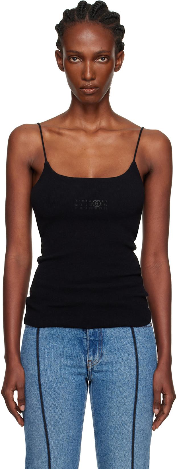 Black Lycra Jersey Tank Top by MM6 MAISON MARGIELA