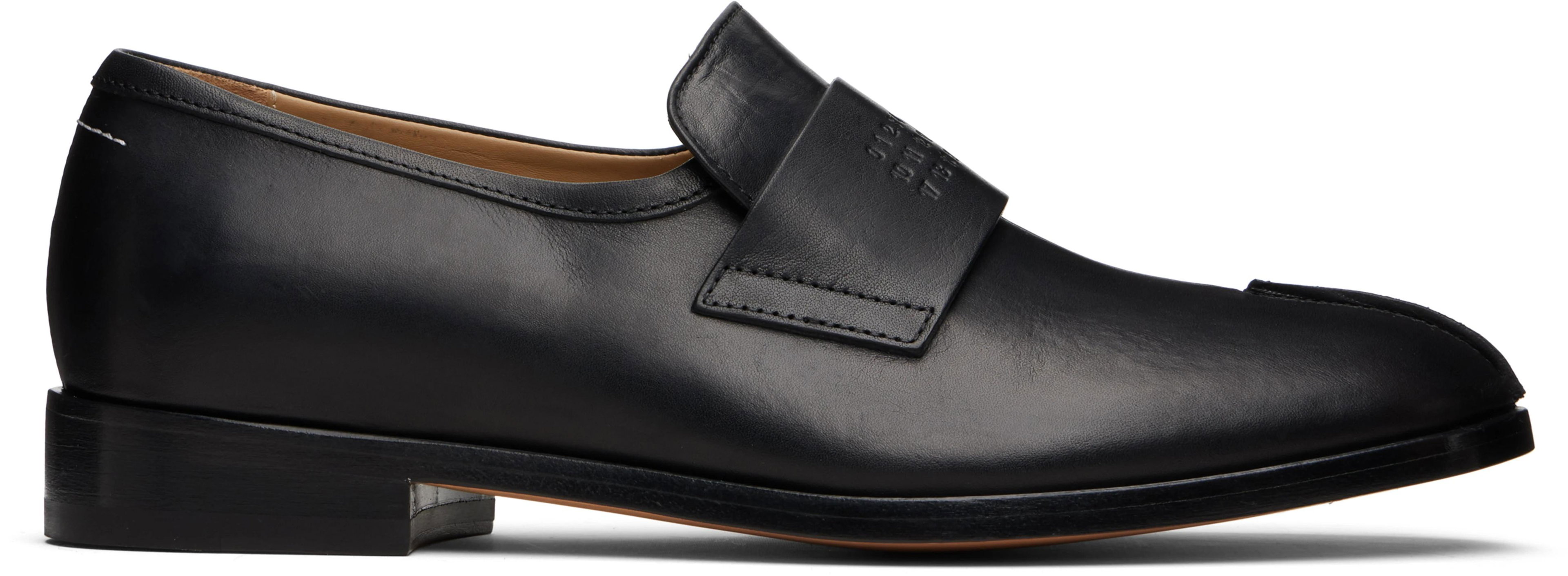 Black New Classic Stitch Loafers by MM6 MAISON MARGIELA