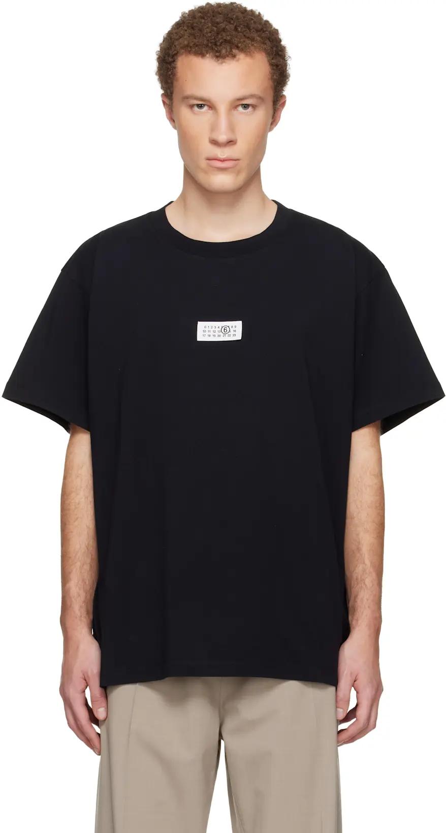 Black Numeric Cotton T-shirt by MM6 MAISON MARGIELA