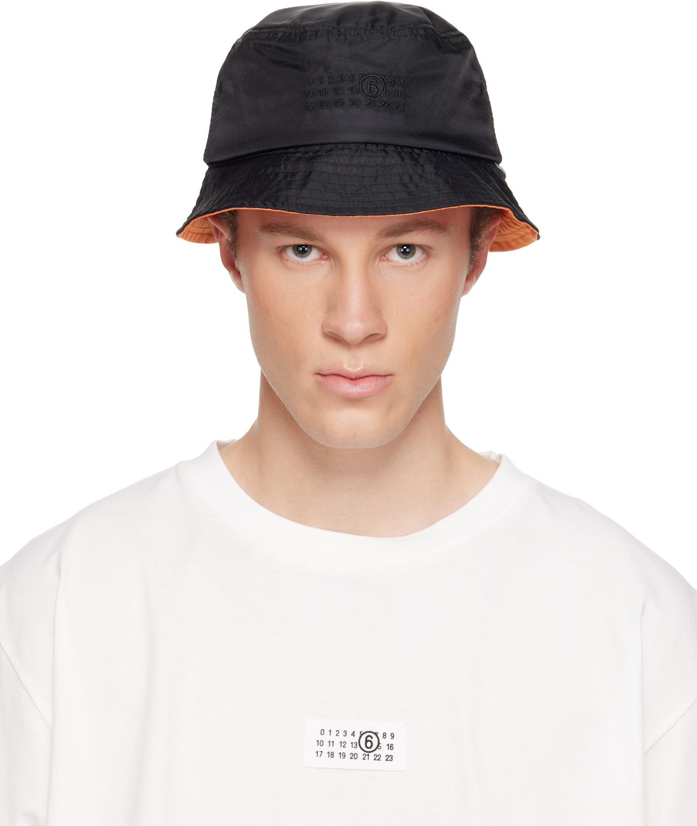 Black Nylon Bucket Hat by MM6 MAISON MARGIELA