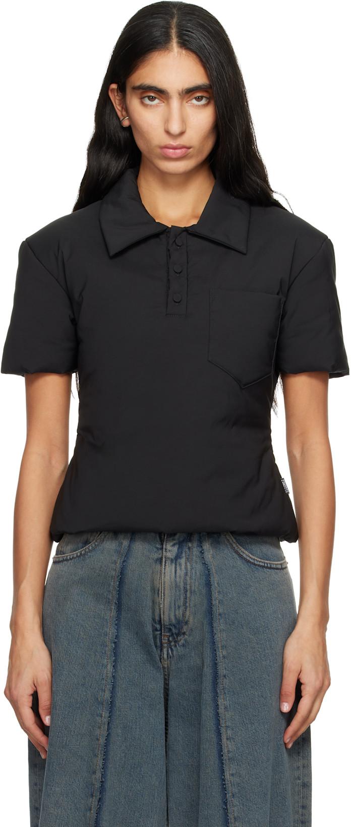 Black Padded Polo by MM6 MAISON MARGIELA