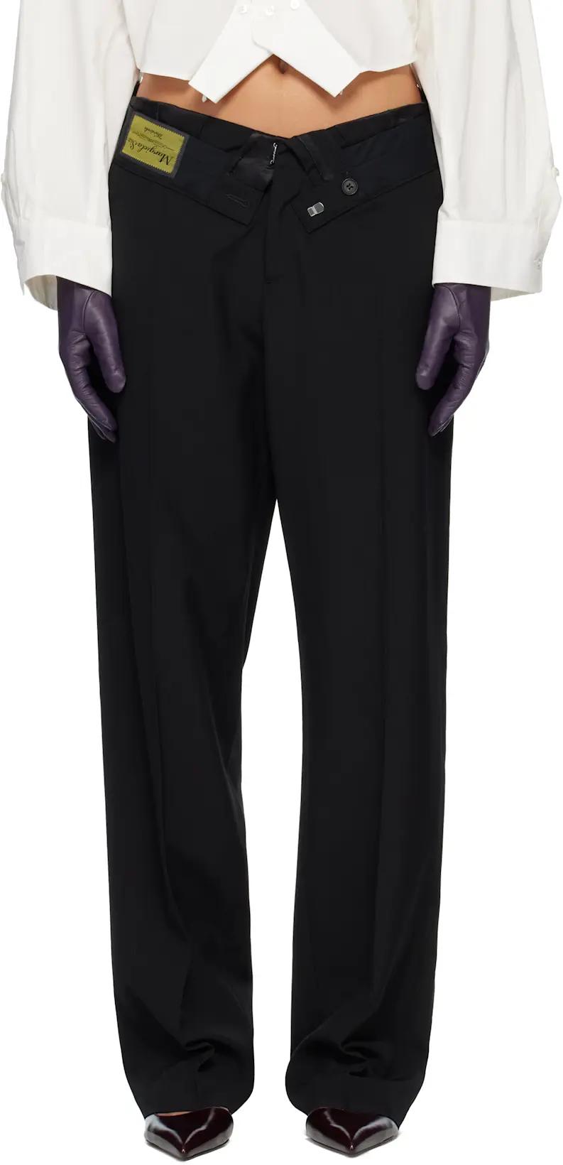 Black Reverse Waistband Trousers by MM6 MAISON MARGIELA