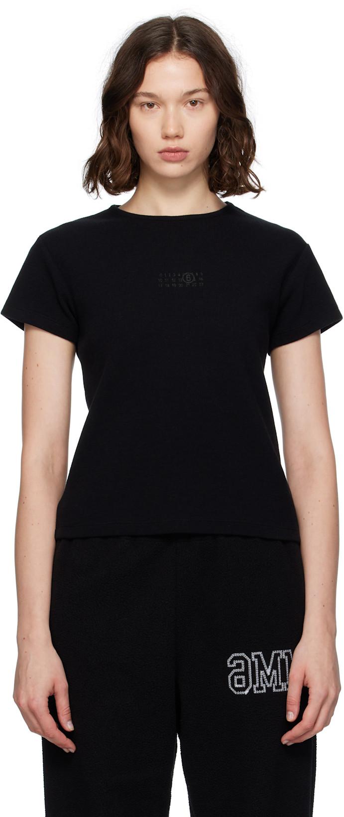 Black Ribbed T-shirt by MM6 MAISON MARGIELA