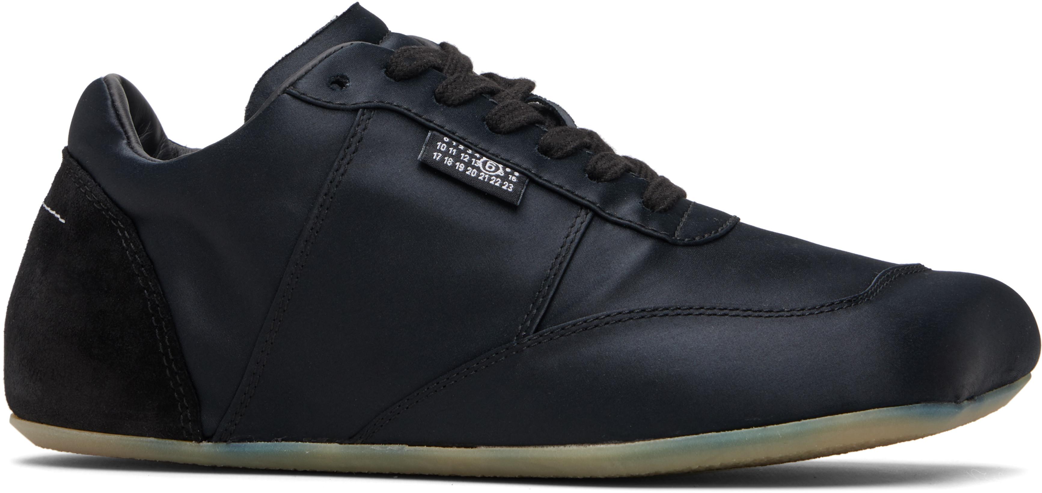 Black Satin Factory Sneakers by MM6 MAISON MARGIELA