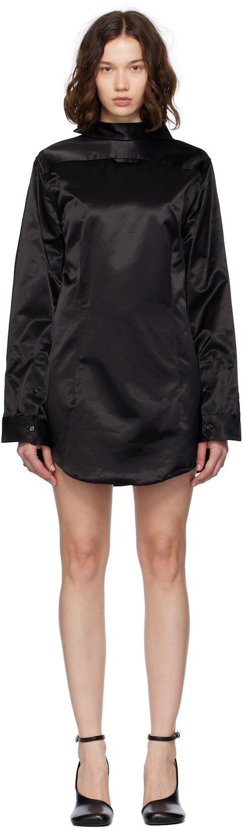 Black Satin Minidress by MM6 MAISON MARGIELA