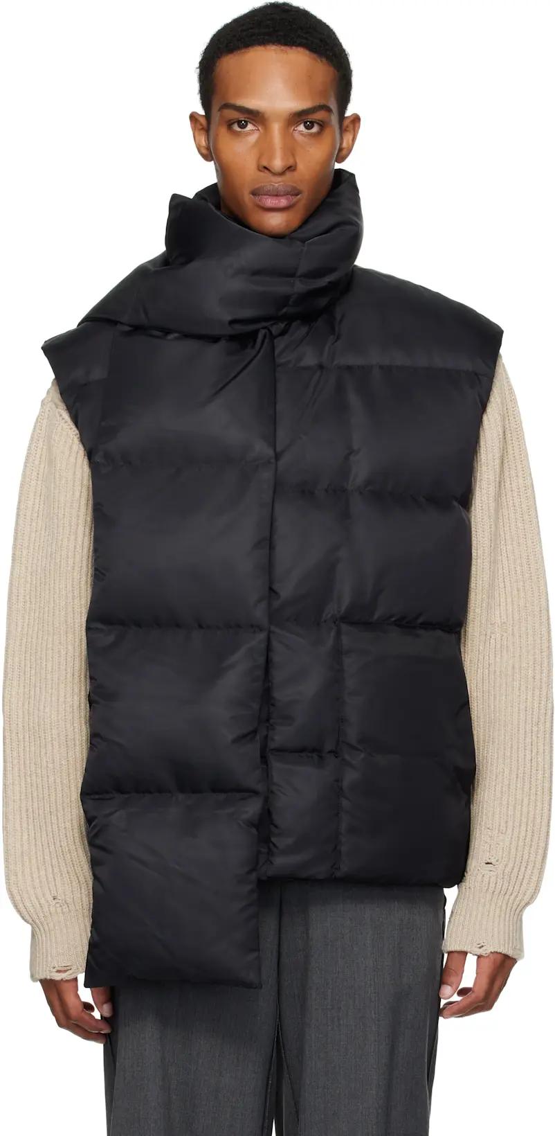 Black Scarf Down Vest by MM6 MAISON MARGIELA