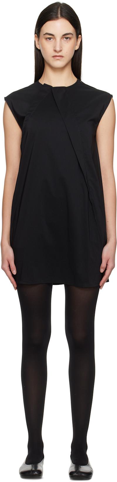 Black Shirting Darting Minidress by MM6 MAISON MARGIELA