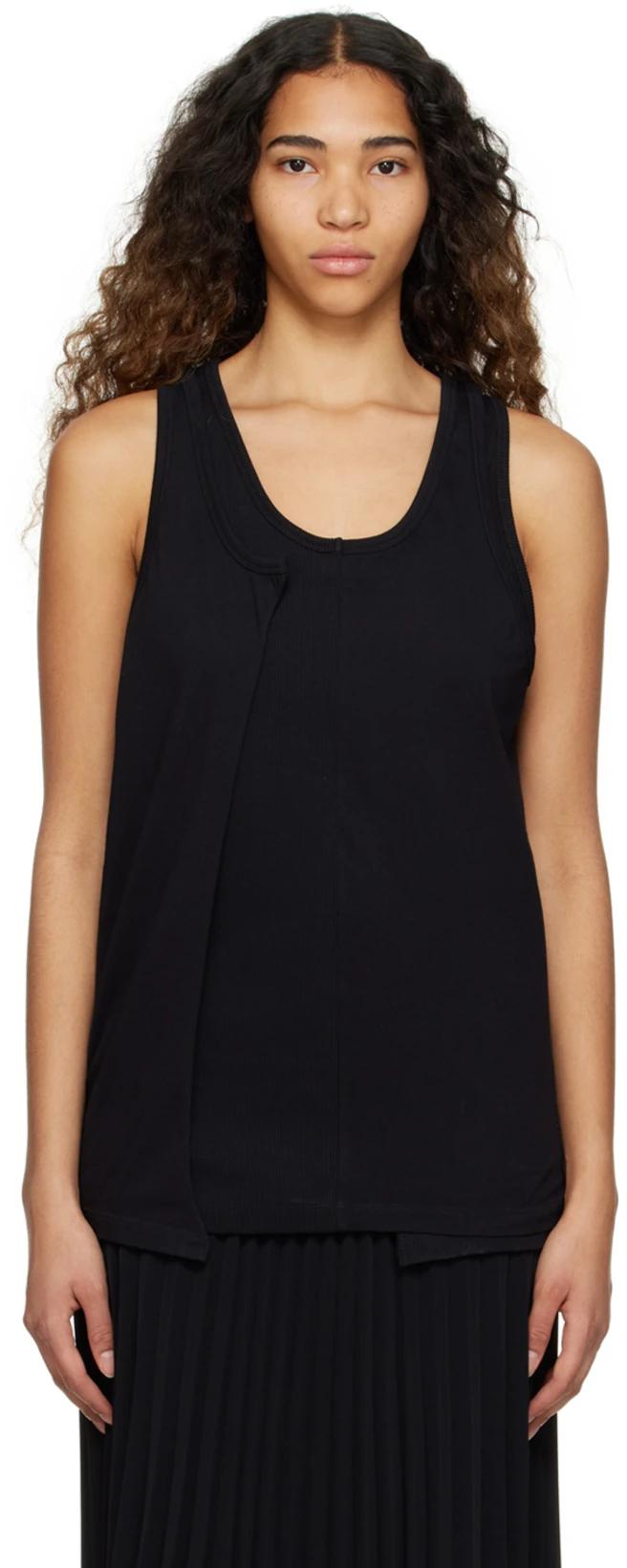 Black Spliced Tank Top by MM6 MAISON MARGIELA