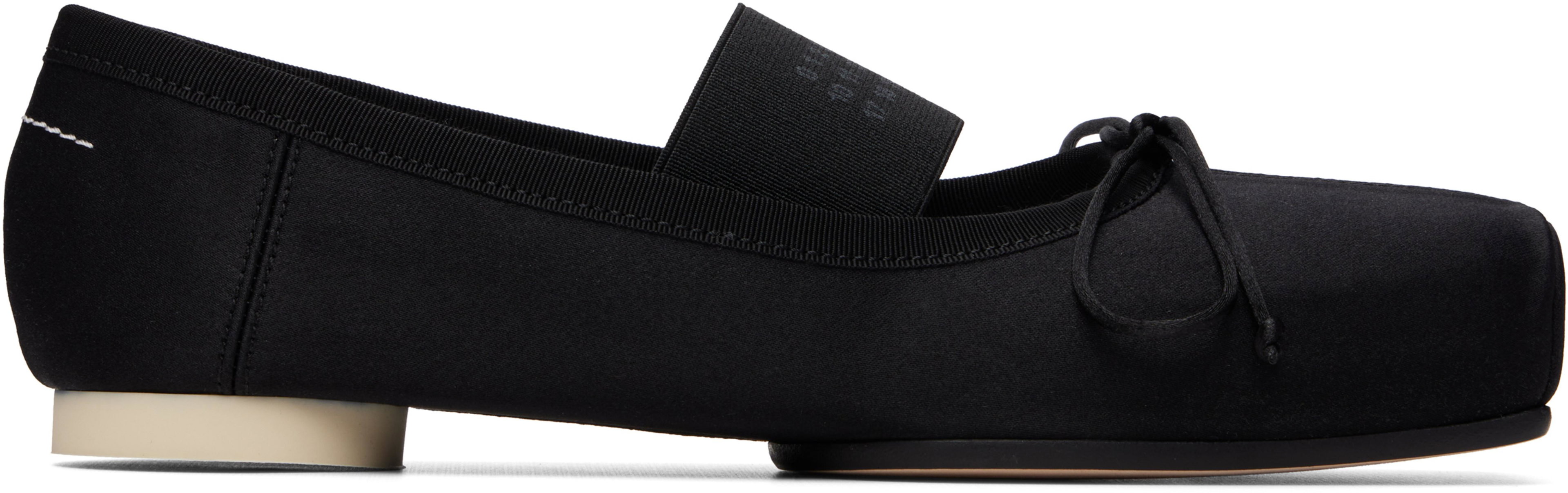 Black Square Toe Ballerina Flats by MM6 MAISON MARGIELA