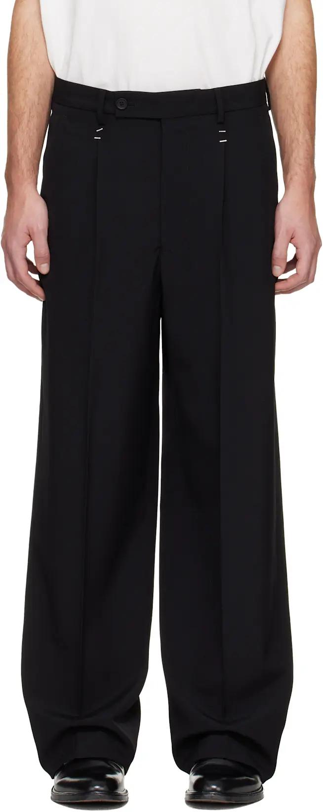 Black Stapled Trousers by MM6 MAISON MARGIELA