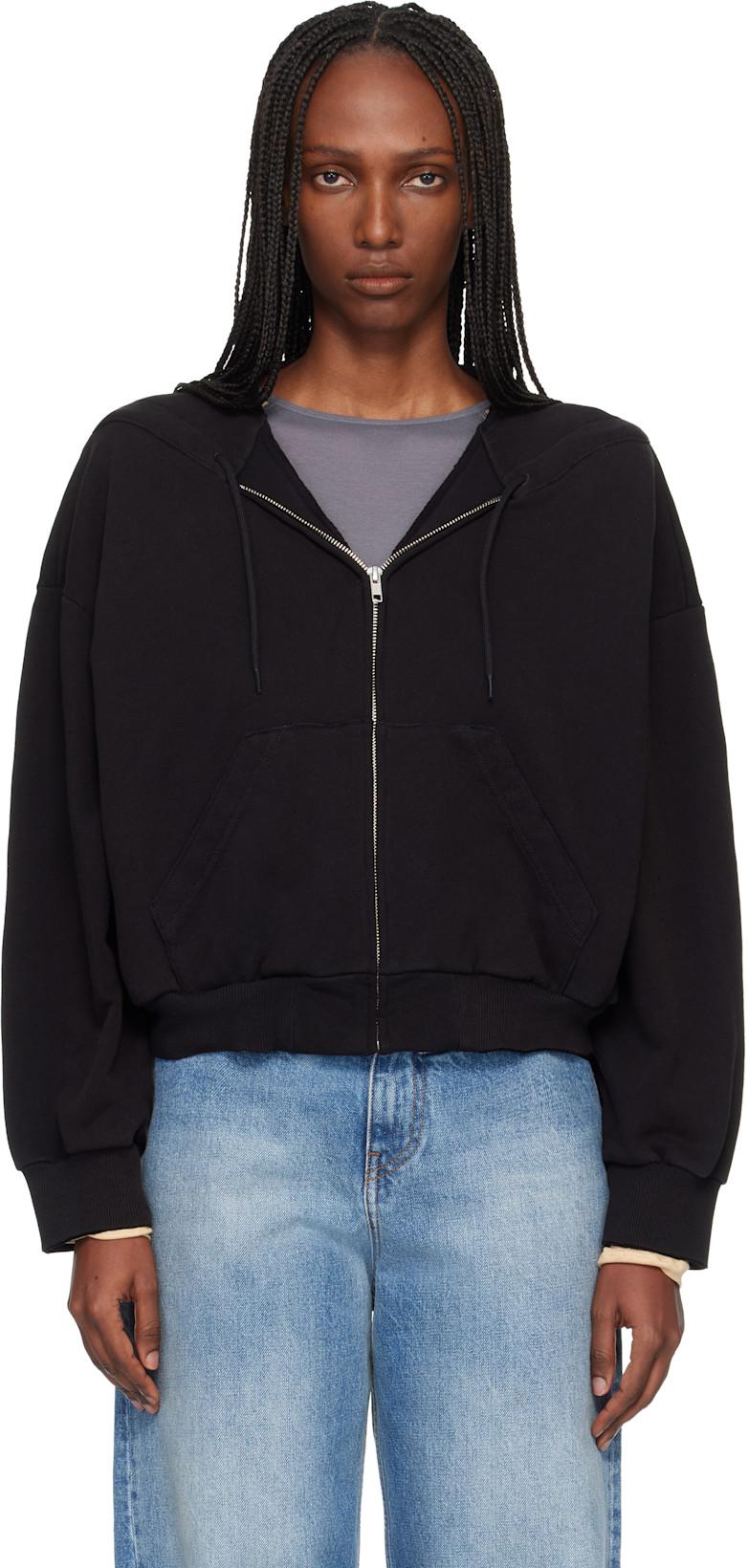 Black Unbrushed Cotton Sweatshirt by MM6 MAISON MARGIELA