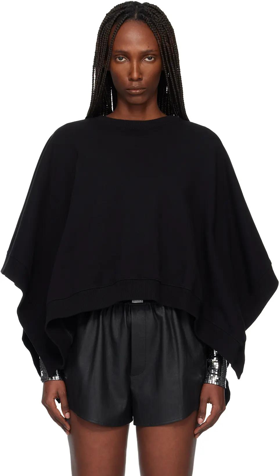 Black Unbrushed Jersey Sweatshirt by MM6 MAISON MARGIELA