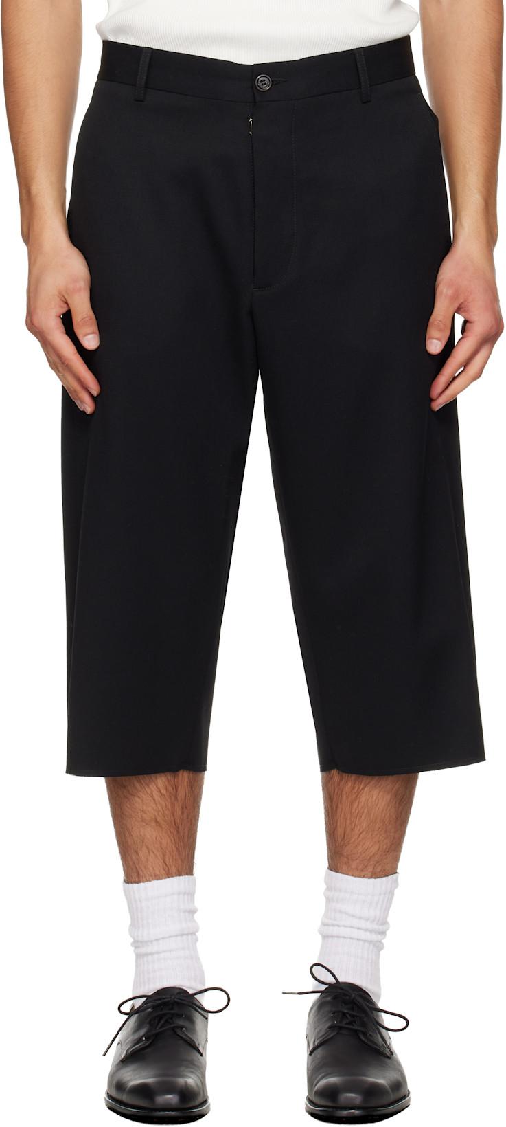 Black Virgin Wool Shorts by MM6 MAISON MARGIELA