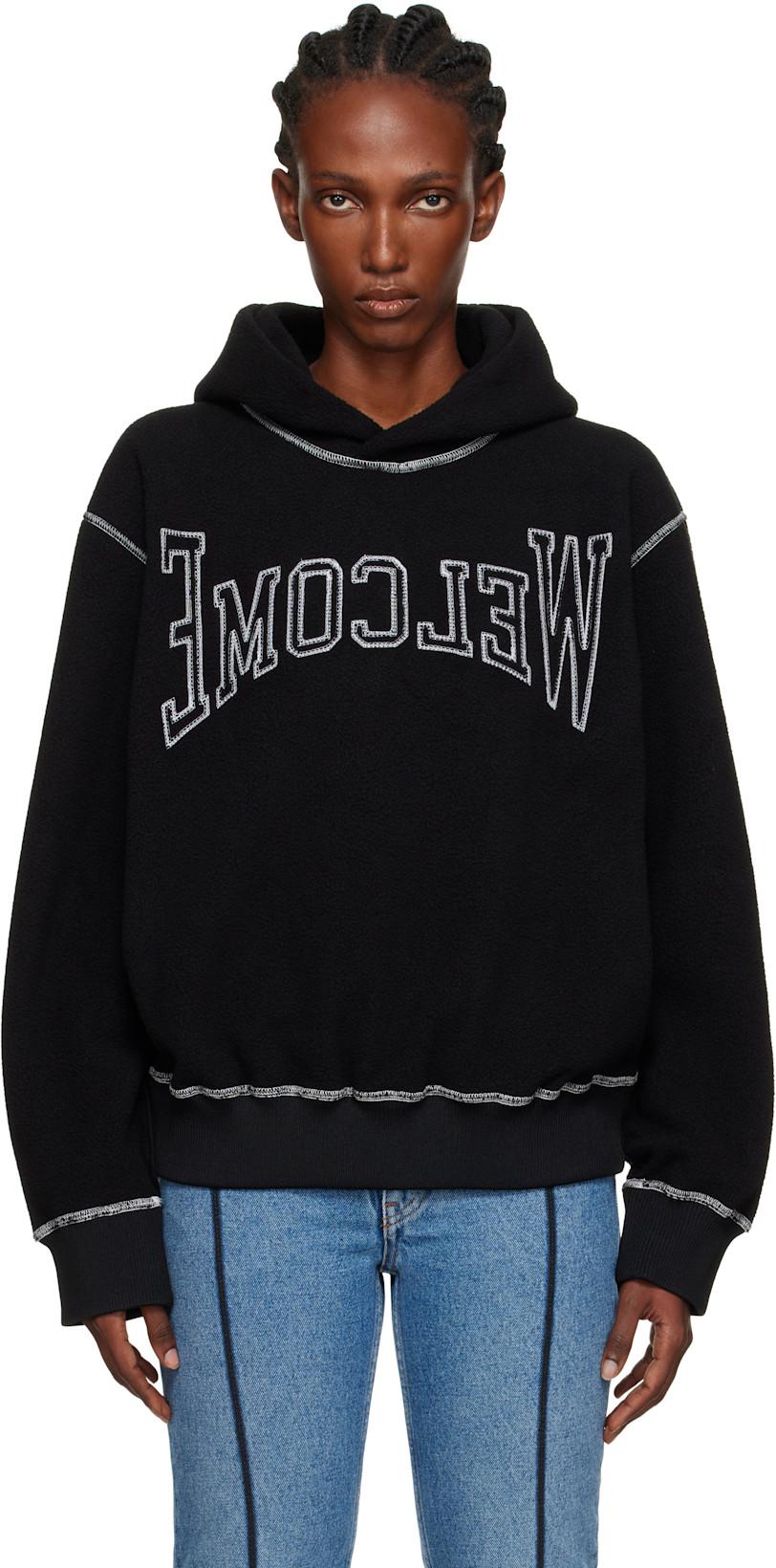 Black 'Welcome' Hoodie by MM6 MAISON MARGIELA
