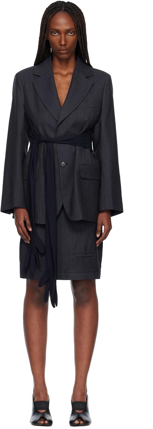 Black Wool-Blend Gloves Blazer by MM6 MAISON MARGIELA