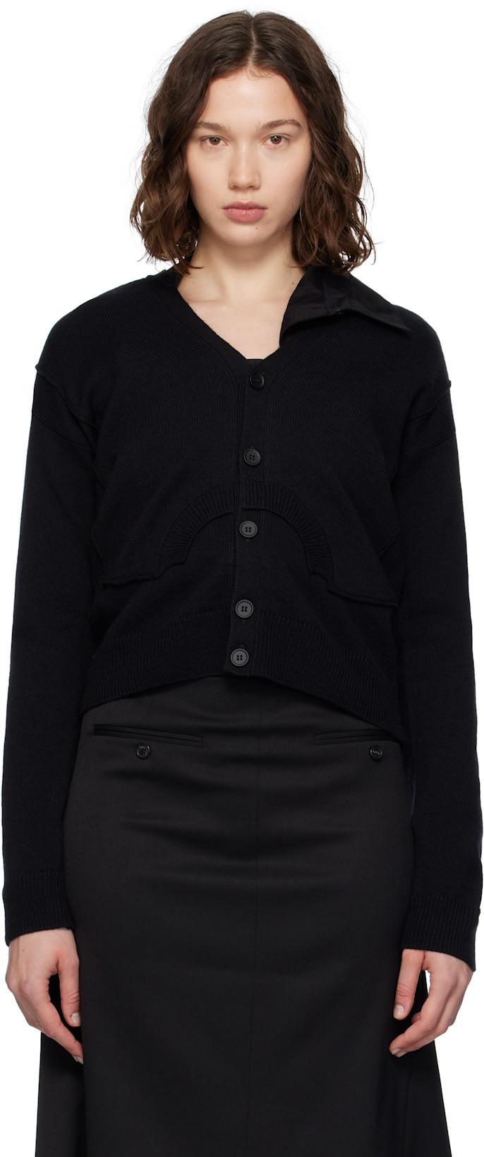 Black Wool Cardigan by MM6 MAISON MARGIELA