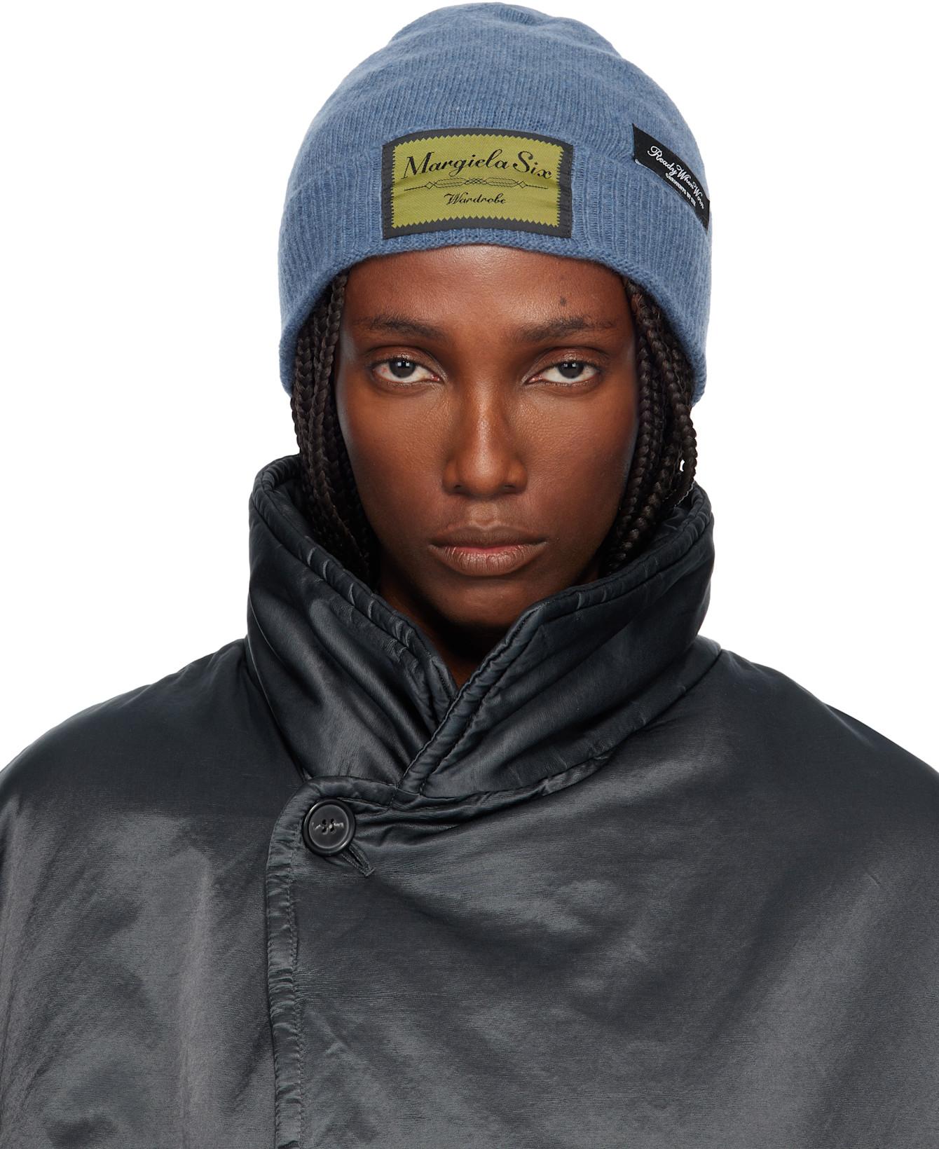 Blue Access Labels Story Beanie by MM6 MAISON MARGIELA