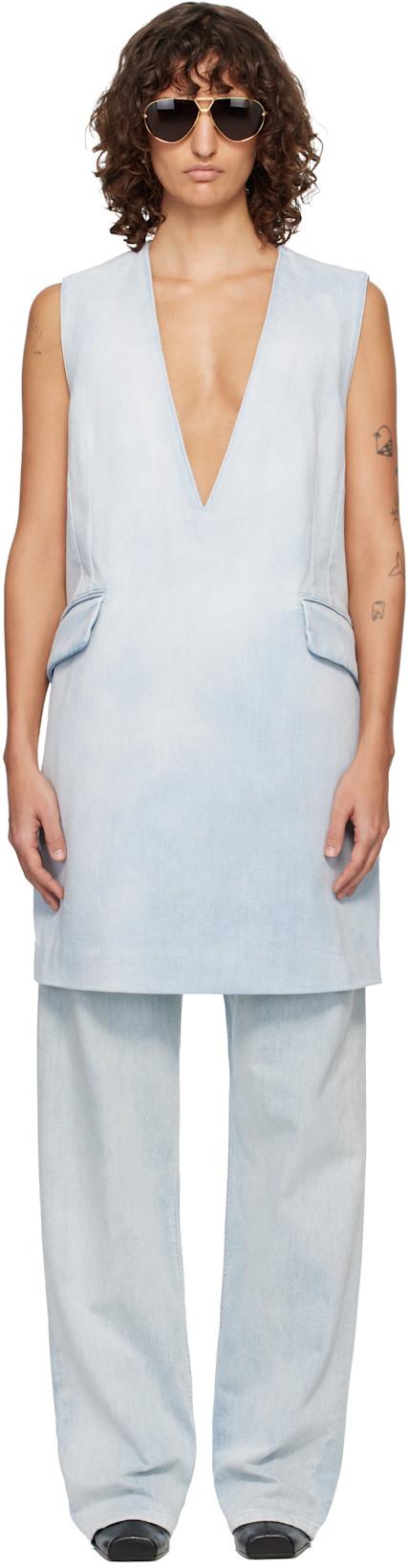 Blue Flap Pocket Denim Minidress by MM6 MAISON MARGIELA