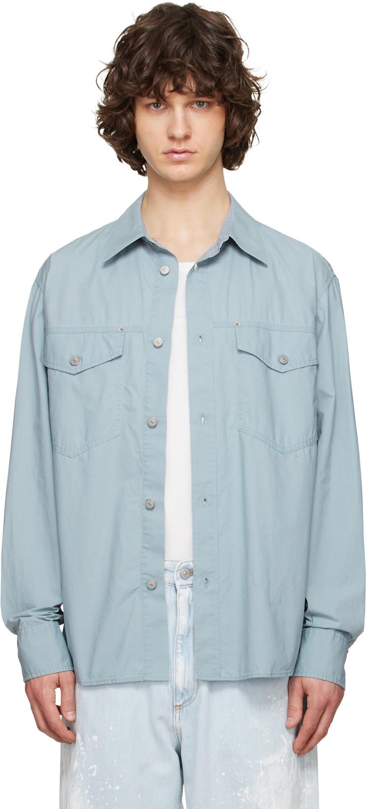 Blue Long-Sleeved Shirt by MM6 MAISON MARGIELA