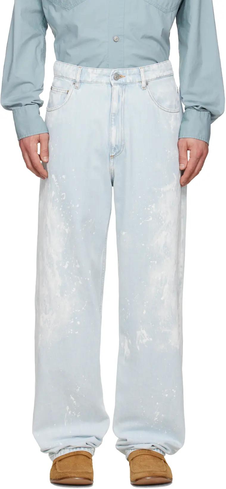 Blue Paint Splatter Jeans by MM6 MAISON MARGIELA