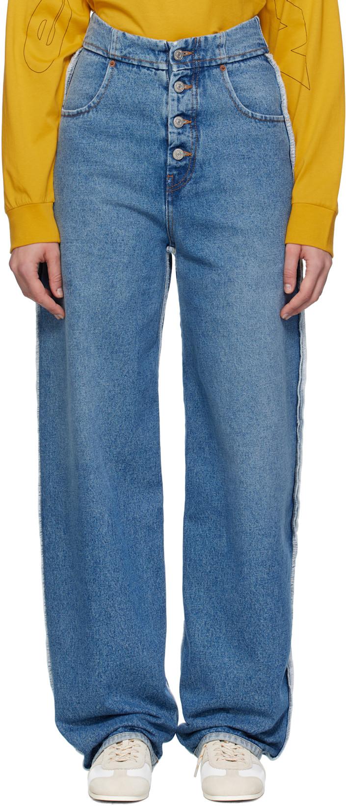 Blue Raw Edge Jeans by MM6 MAISON MARGIELA
