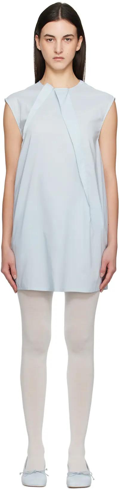 Blue Shirting Darting Minidress by MM6 MAISON MARGIELA