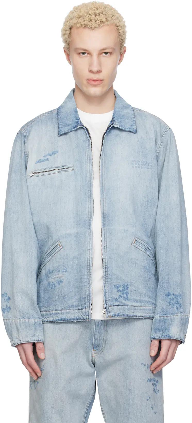 Blue Sportsjacket Denim Jackets by MM6 MAISON MARGIELA