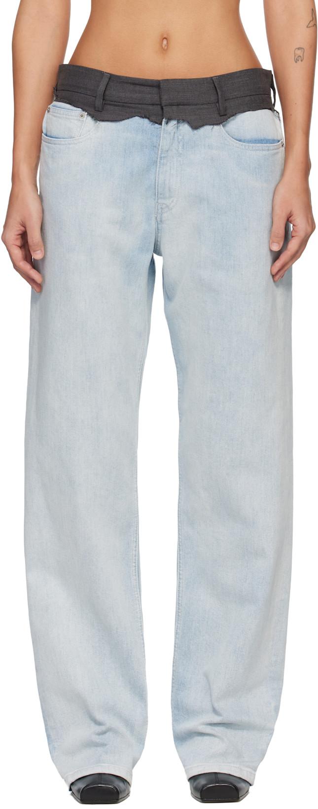 Blue Straight-Leg Jeans by MM6 MAISON MARGIELA
