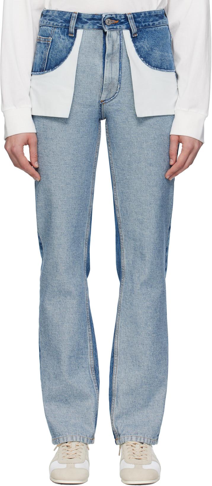 Blue Straight-leg Jeans by MM6 MAISON MARGIELA