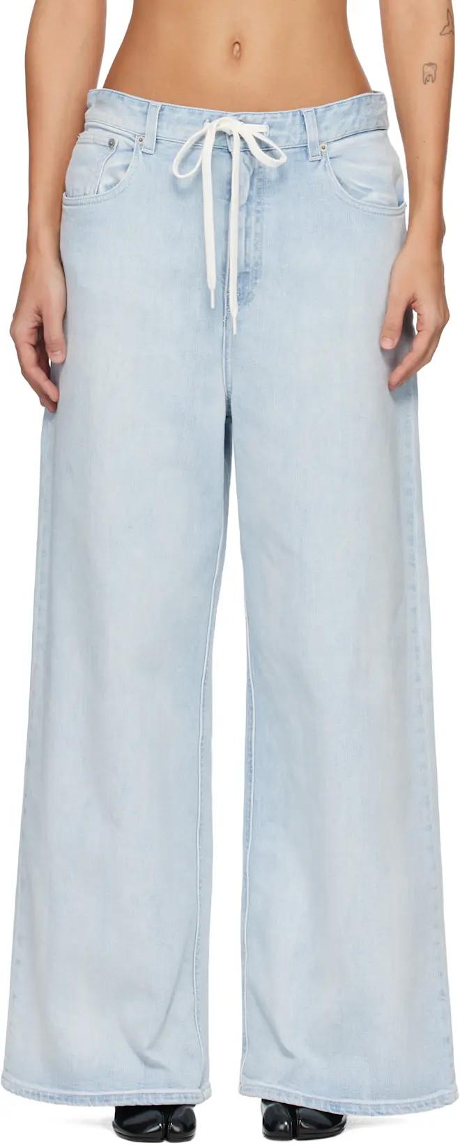 Blue Wide-Leg Jeans by MM6 MAISON MARGIELA