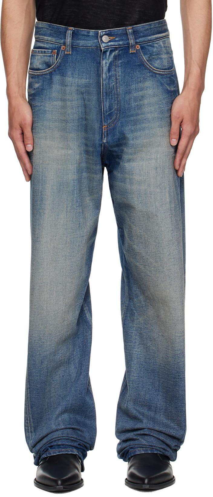 Blue Wide-Leg Jeans by MM6 MAISON MARGIELA