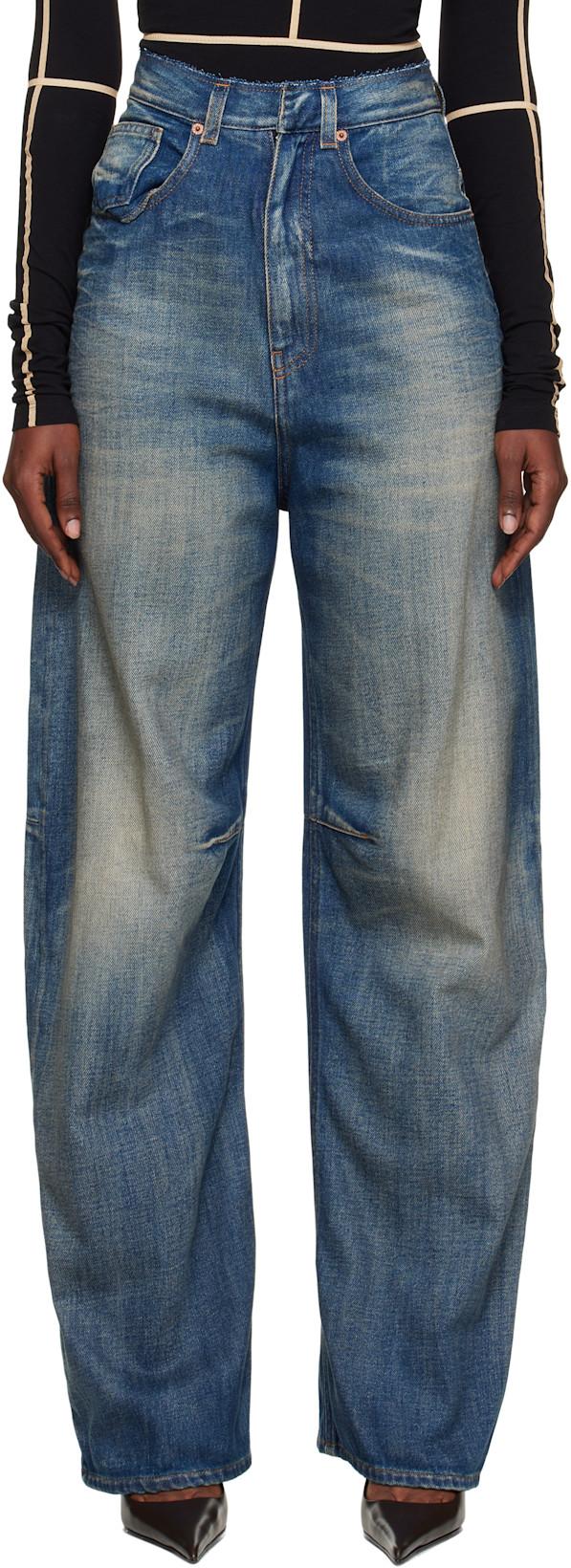 Blue Wide-Leg Jeans by MM6 MAISON MARGIELA