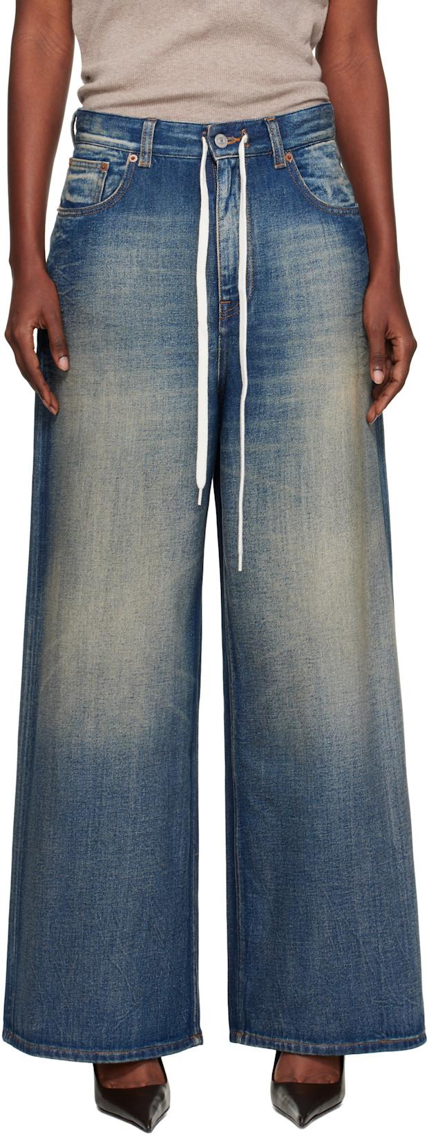 Blue Wide-Leg Jeans by MM6 MAISON MARGIELA