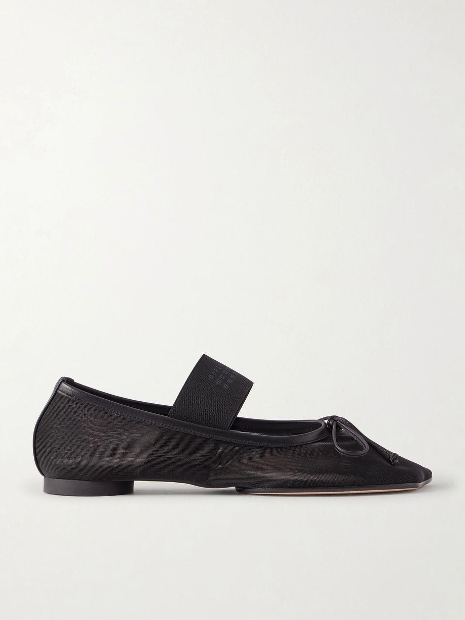 Bow-detailed leather-trimmed mesh ballet flats by MM6 MAISON MARGIELA