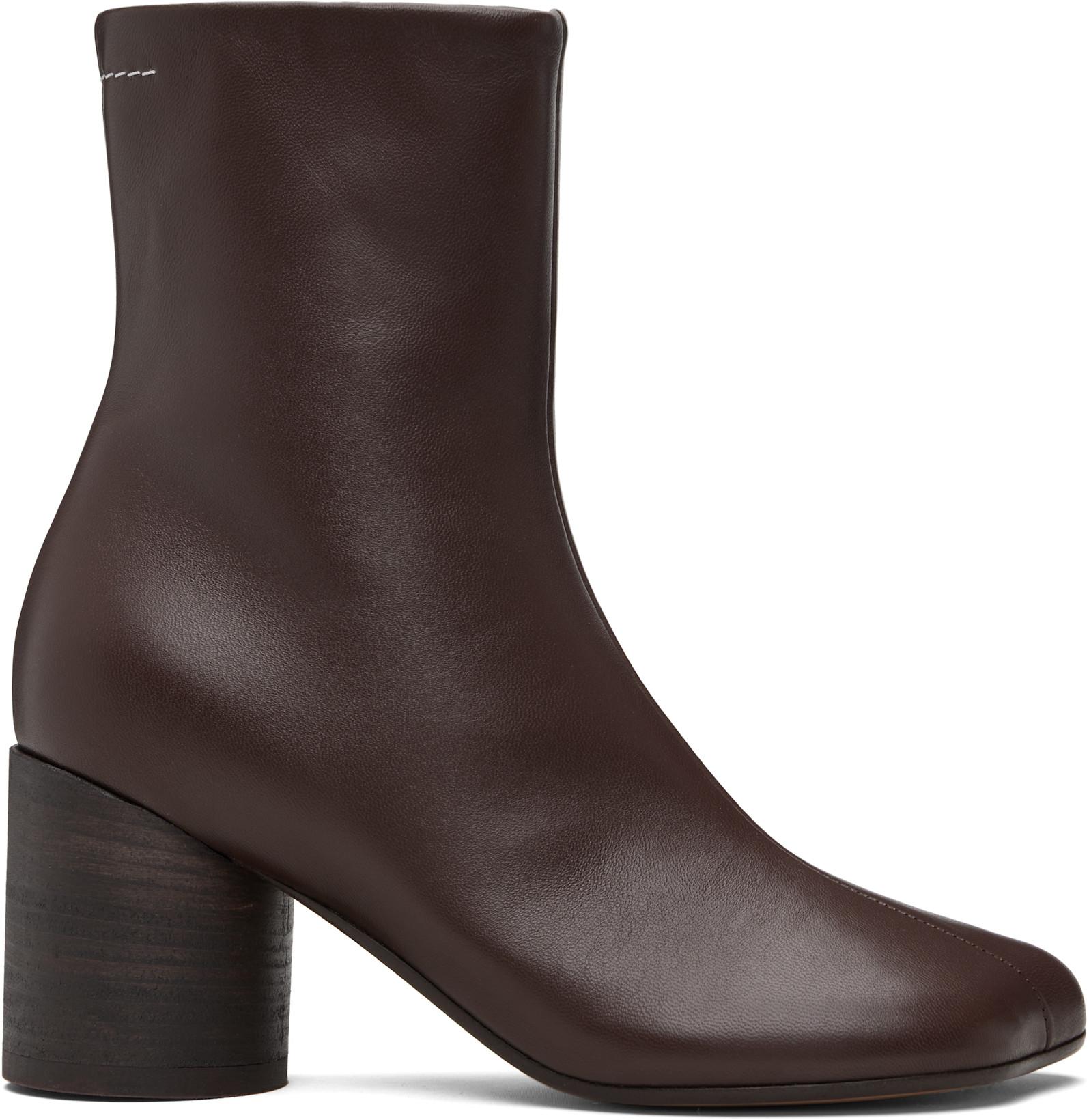 Brown Anatomic Ankle Boots by MM6 MAISON MARGIELA